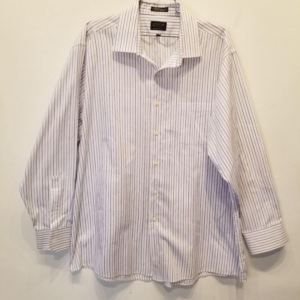 Arrow Men's Dress Shirt Wrinkle Free Regular Fit Size‎ 17 1/2, 32/33 Size XL